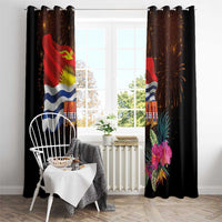 Kiribati Flag and Fireworks Window Curtain First Place Welcome the New Year LT03 - Polynesian Pride