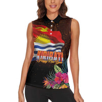 Kiribati Flag and Fireworks Women Sleeveless Polo Shirt First Place Welcome the New Year LT03 - Polynesian Pride