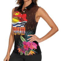 Kiribati Flag and Fireworks Women Sleeveless Polo Shirt First Place Welcome the New Year LT03 - Polynesian Pride