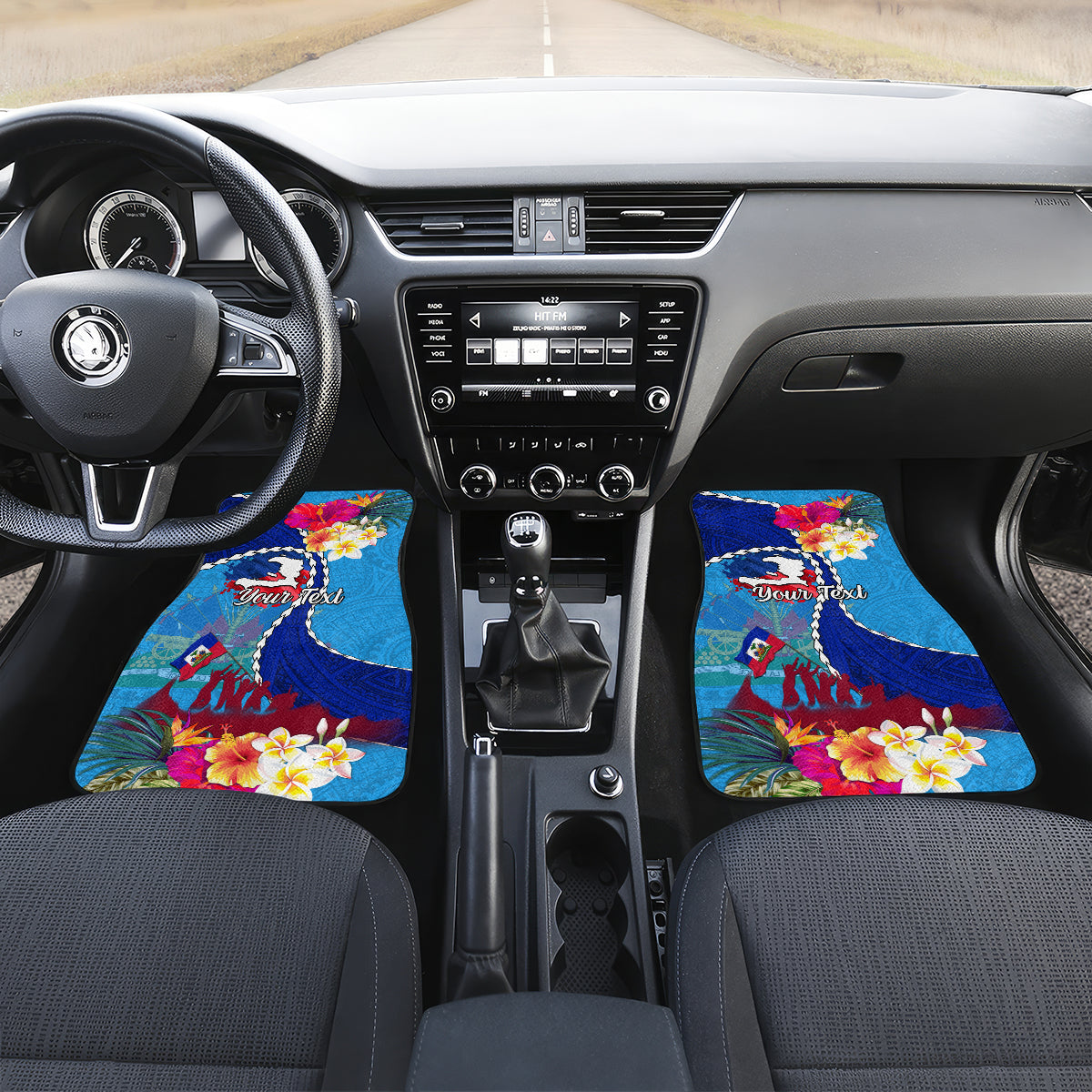 Personalised Haiti 220th Anniversary Independence Day Car Mats Ayiti Flower with Polynesian Pattern LT03 - Polynesian Pride