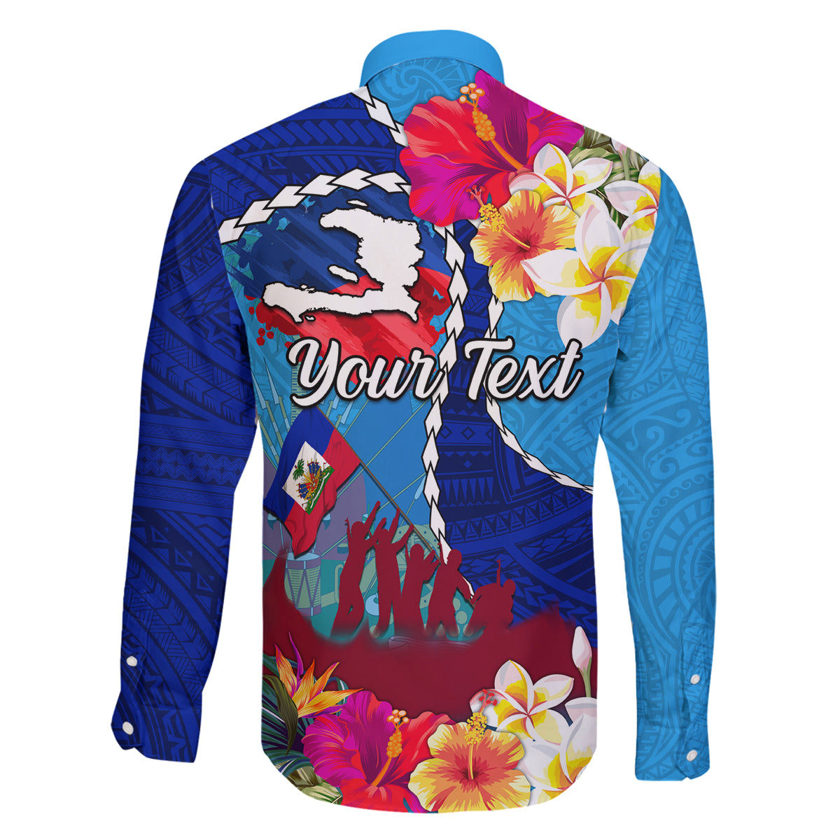 Personalised Haiti 220th Anniversary Independence Day Family Matching Summer Maxi Dress and Hawaiian Shirt Ayiti Flower with Polynesian Pattern LT03 - Polynesian Pride