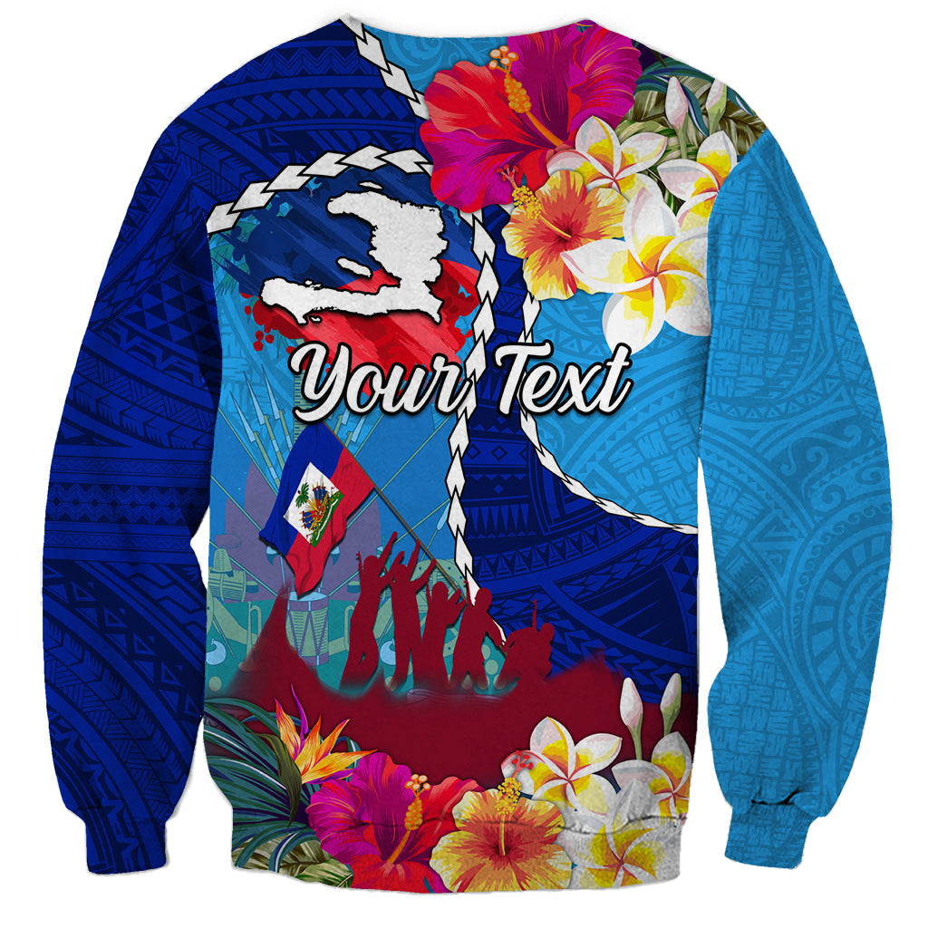 Personalised Haiti 220th Anniversary Independence Day Sweatshirt Ayiti Flower with Polynesian Pattern LT03 - Polynesian Pride