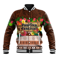 Pasifika Festival Auckland Baseball Jacket Polynesian Tribal with Pacific Pattern Brown Color LT03 Unisex Brown - Polynesian Pride