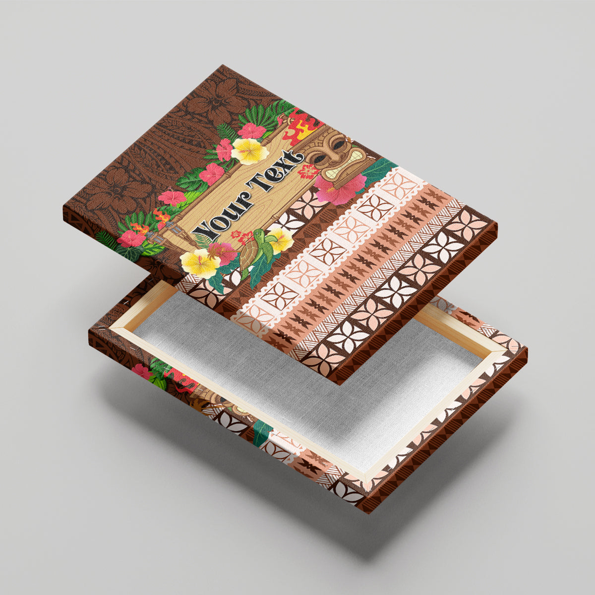Pasifika Festival Auckland Canvas Wall Art Polynesian Tribal with Pacific Pattern Brown Color