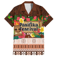 Pasifika Festival Auckland Family Matching Long Sleeve Bodycon Dress and Hawaiian Shirt Polynesian Tribal with Pacific Pattern Brown Color LT03 Dad's Shirt - Short Sleeve Brown - Polynesian Pride