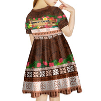 Pasifika Festival Auckland Kid Short Sleeve Dress Polynesian Tribal with Pacific Pattern Brown Color LT03 - Polynesian Pride