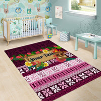 Pasifika Festival Auckland Area Rug Polynesian Tribal with Pacific Pattern Pink Color