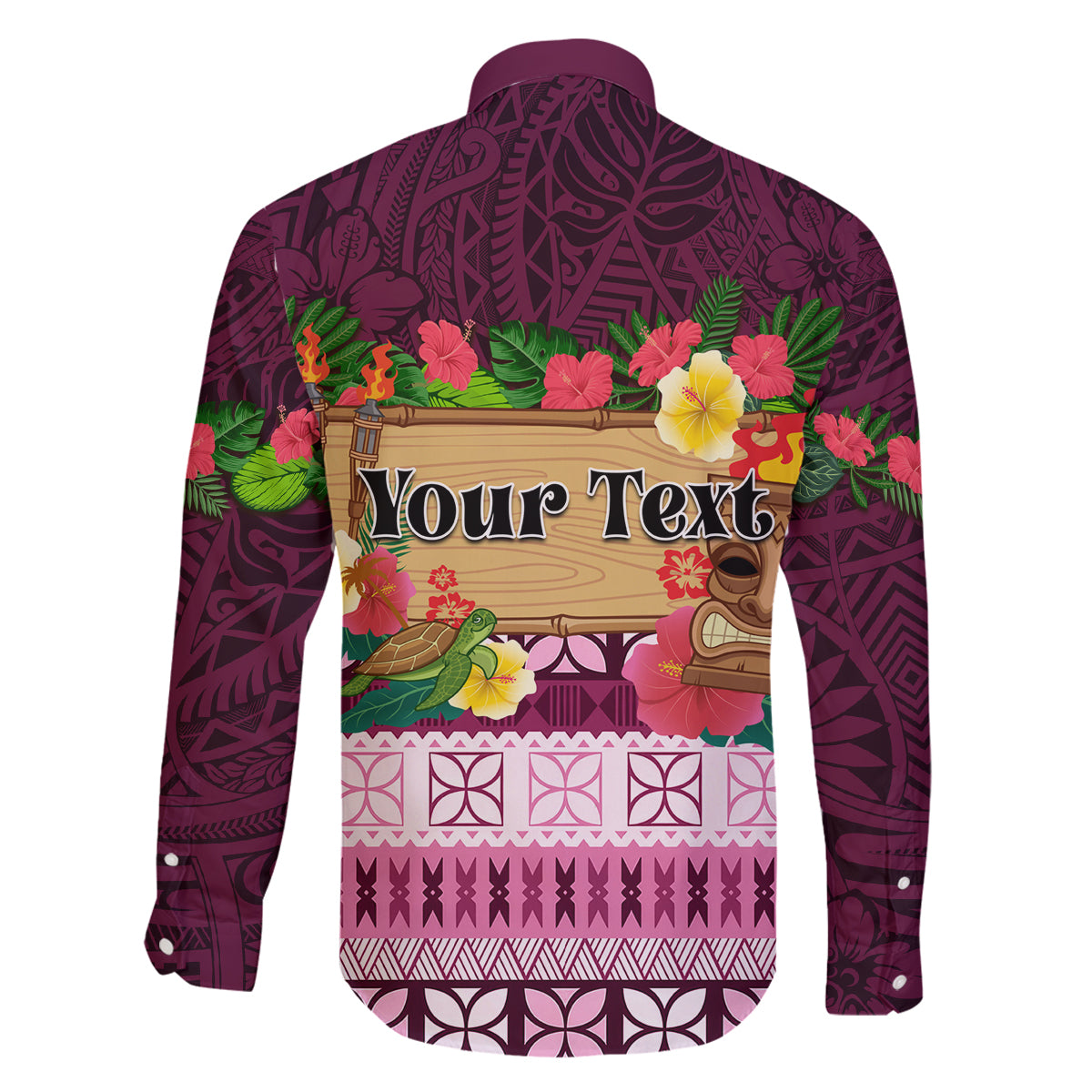 Pasifika Festival Auckland Family Matching Off Shoulder Short Dress and Hawaiian Shirt Polynesian Tribal with Pacific Pattern Pink Color LT03 - Polynesian Pride