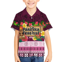 Pasifika Festival Auckland Family Matching Puletasi and Hawaiian Shirt Polynesian Tribal with Pacific Pattern Pink Color LT03 Son's Shirt Pink - Polynesian Pride