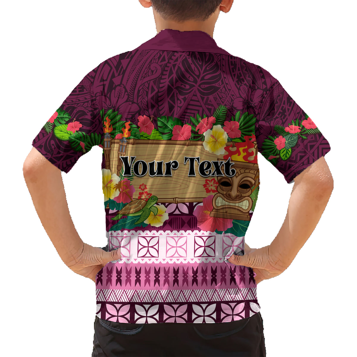 Pasifika Festival Auckland Kid Hawaiian Shirt Polynesian Tribal with Pacific Pattern Pink Color LT03 - Polynesian Pride