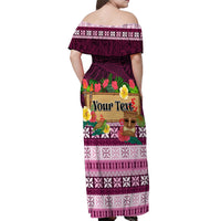 Pasifika Festival Auckland Off Shoulder Maxi Dress Polynesian Tribal with Pacific Pattern Pink Color LT03 - Polynesian Pride