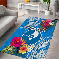 Yap Day Area Rug Tapa Pattern with Hisbiscus