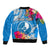 Yap Day Bomber Jacket Tapa Pattern with Hisbiscus LT03 - Polynesian Pride