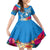 Yap Day Family Matching Off Shoulder Maxi Dress and Hawaiian Shirt Tapa Pattern with Hisbiscus LT03 Daughter's Dress Blue - Polynesian Pride