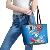 Yap Day Leather Tote Bag Tapa Pattern with Hisbiscus