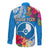 Yap Day Long Sleeve Button Shirt Tapa Pattern with Hisbiscus LT03 - Polynesian Pride
