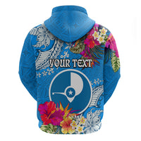Yap Day Zip Hoodie Tapa Pattern with Hisbiscus LT03 - Polynesian Pride
