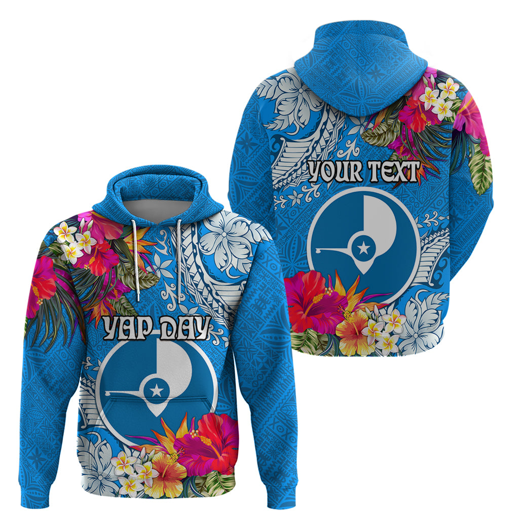 Yap Day Zip Hoodie Tapa Pattern with Hisbiscus LT03 - Polynesian Pride