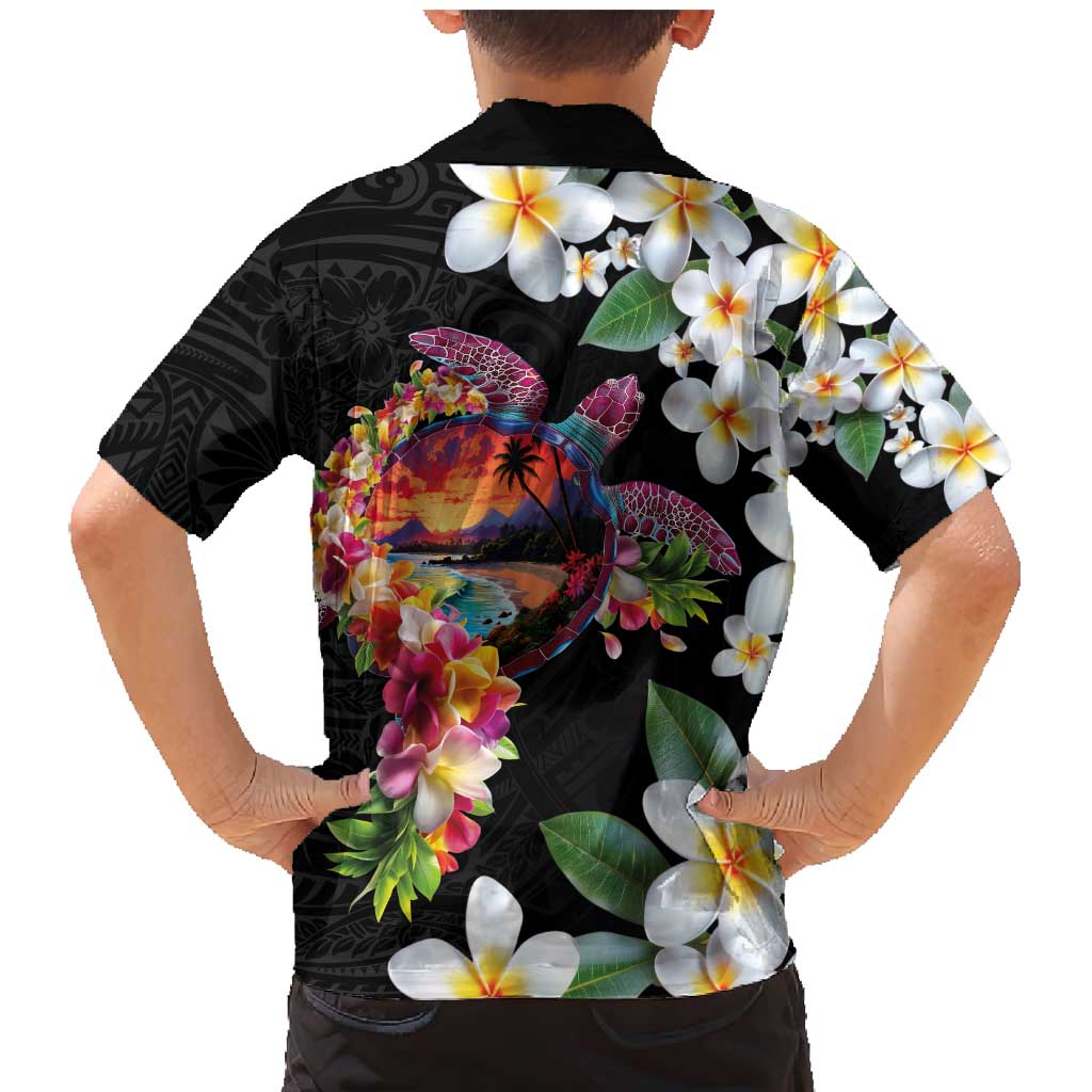 Hawaiian Lei Day Family Matching Mermaid Dress and Hawaiian Shirt Plumeria and Turtle with Polynesian Tribal Pattern LT03 - Polynesian Pride