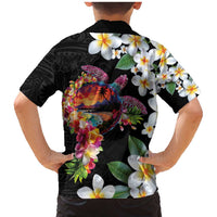 Hawaiian Lei Day Family Matching Mermaid Dress and Hawaiian Shirt Plumeria and Turtle with Polynesian Tribal Pattern LT03 - Polynesian Pride