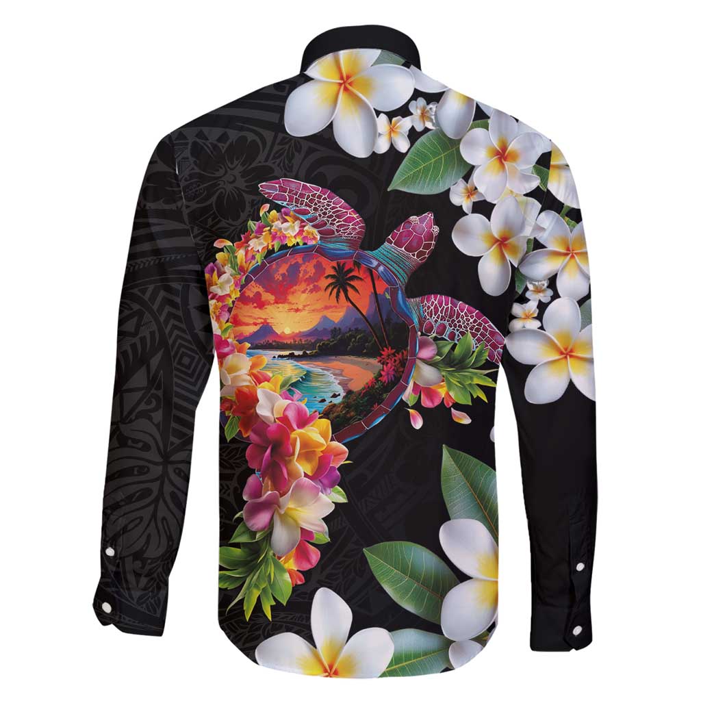 Hawaiian Lei Day Family Matching Mermaid Dress and Hawaiian Shirt Plumeria and Turtle with Polynesian Tribal Pattern LT03 - Polynesian Pride