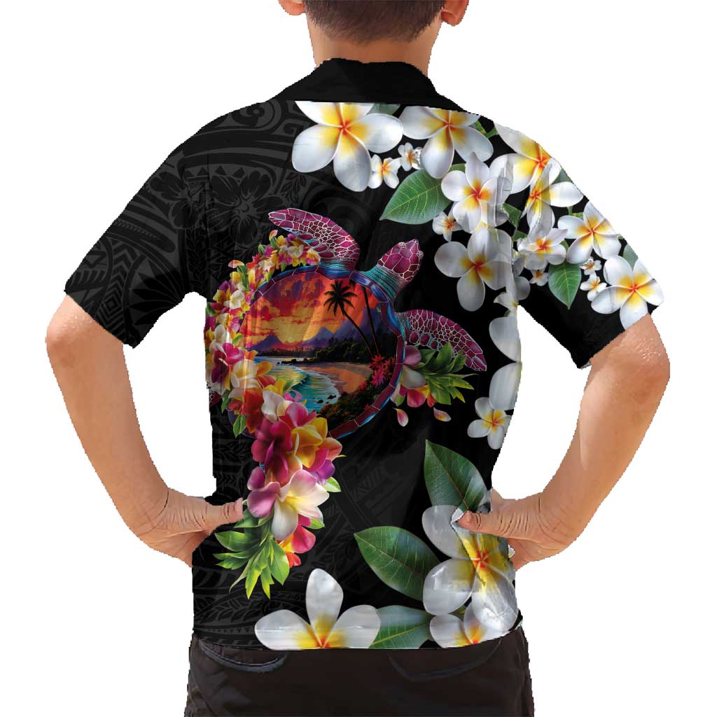 Hawaiian Lei Day Family Matching Off Shoulder Maxi Dress and Hawaiian Shirt Plumeria and Turtle with Polynesian Tribal Pattern LT03 - Polynesian Pride
