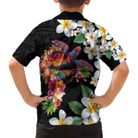 Hawaiian Lei Day Family Matching Off Shoulder Maxi Dress and Hawaiian Shirt Plumeria and Turtle with Polynesian Tribal Pattern LT03 - Polynesian Pride