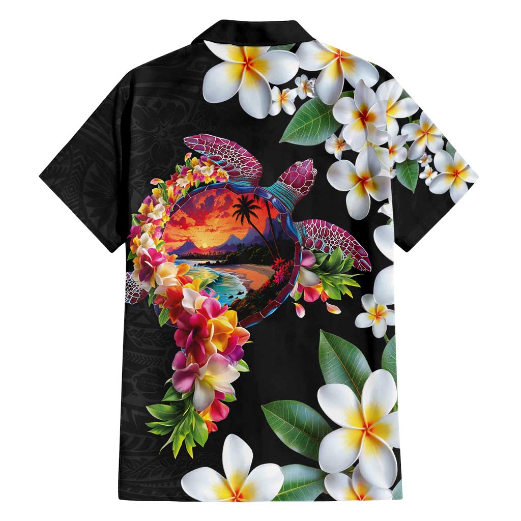 Hawaiian Lei Day Family Matching Tank Maxi Dress and Hawaiian Shirt Plumeria and Turtle with Polynesian Tribal Pattern