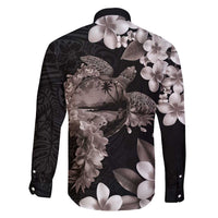 Hawaiian Lei Day Family Matching Mermaid Dress and Hawaiian Shirt Plumeria and Turtle with Polynesian Tribal Pattern Grayscale Color LT03 - Polynesian Pride