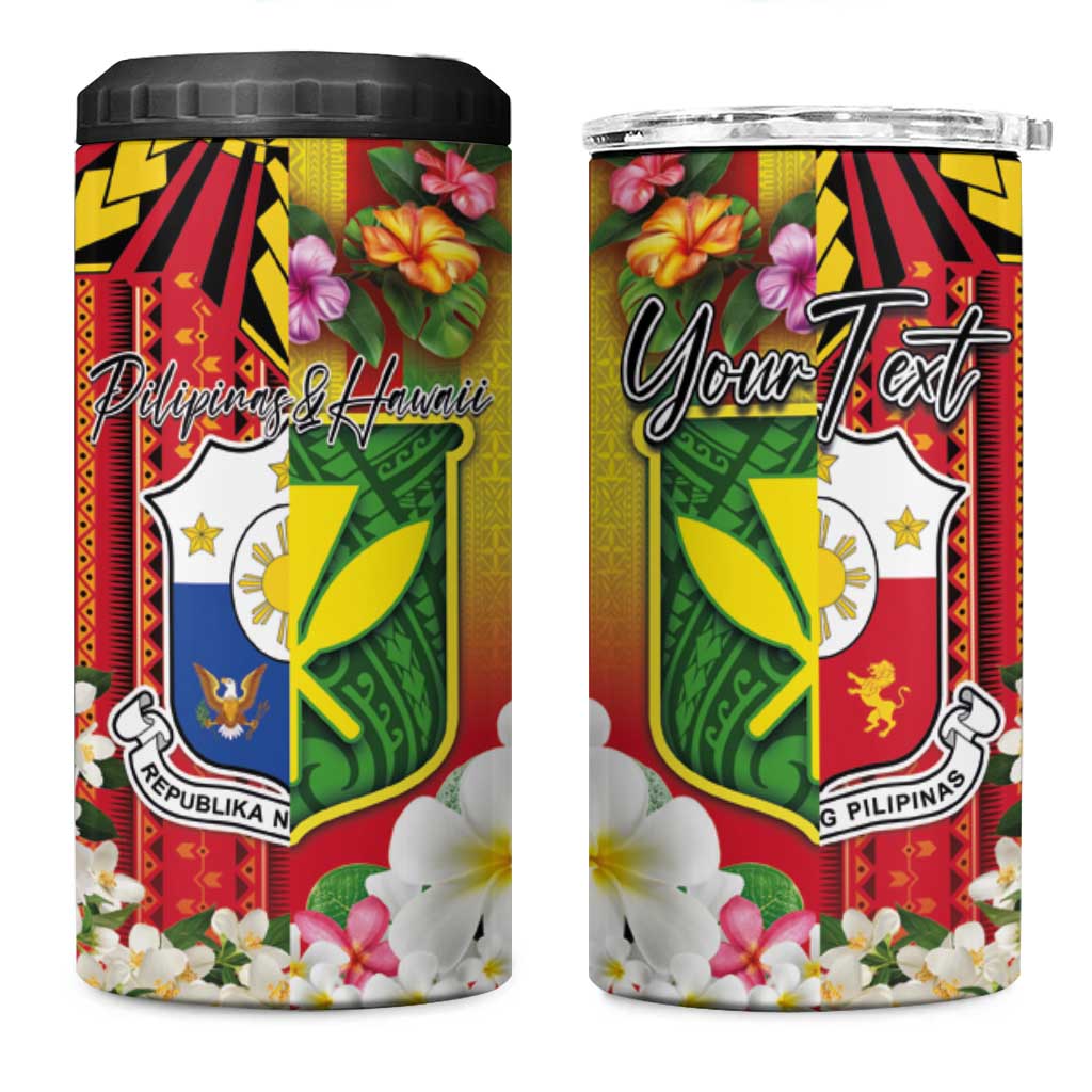 Personalised Hawaii and Philippines Together 4 in 1 Can Cooler Tumbler The Emblems with Cultural Symbols Tricolor LT03 One Size: 16 oz Red - Polynesian Pride