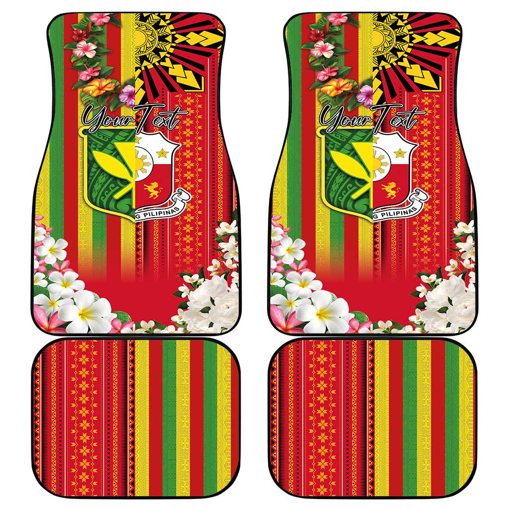 Personalised Hawaii and Philippines Together Car Mats The Emblems with Cultural Symbols Green-Yellow-Red Tricolor LT03 - Polynesian Pride