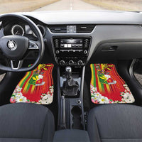 Personalised Hawaii and Philippines Together Car Mats The Emblems with Cultural Symbols Green-Yellow-Red Tricolor LT03 Set 2pcs - Front Art - Polynesian Pride