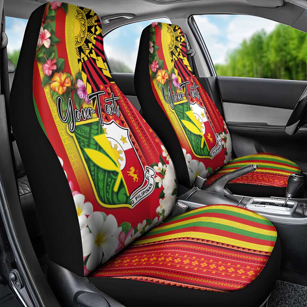 Personalised Hawaii and Philippines Together Car Seat Cover The Emblems with Cultural Symbols Green-Yellow-Red Tricolor LT03 - Polynesian Pride