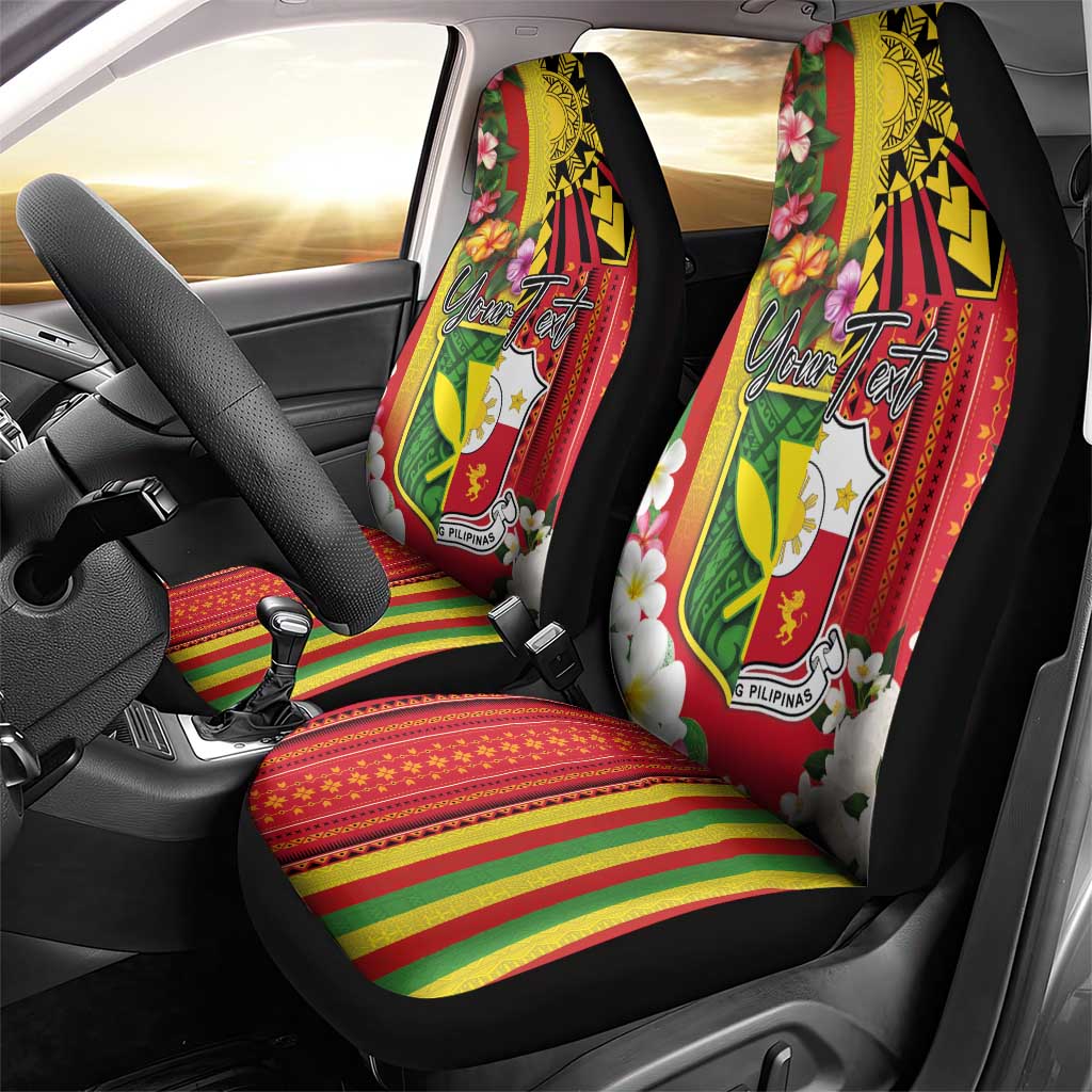 Personalised Hawaii and Philippines Together Car Seat Cover The Emblems with Cultural Symbols Green-Yellow-Red Tricolor LT03 - Polynesian Pride