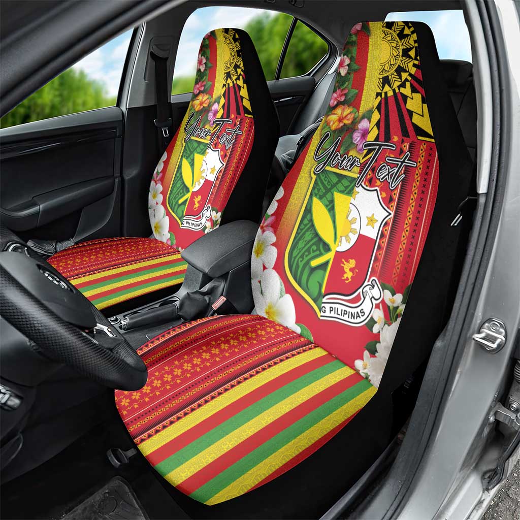Personalised Hawaii and Philippines Together Car Seat Cover The Emblems with Cultural Symbols Green-Yellow-Red Tricolor LT03 - Polynesian Pride