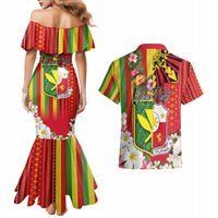 Personalised Hawaii and Philippines Together Couples Matching Mermaid Dress and Hawaiian Shirt The Emblems with Cultural Symbols Green-Yellow-Red Tricolor