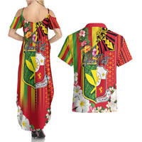 Personalised Hawaii and Philippines Together Couples Matching Summer Maxi Dress and Hawaiian Shirt The Emblems with Cultural Symbols Green-Yellow-Red Tricolor