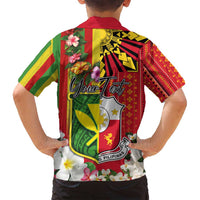 Personalised Hawaii and Philippines Together Family Matching Off Shoulder Maxi Dress and Hawaiian Shirt The Emblems with Cultural Symbols Green-Yellow-Red Tricolor LT03 - Polynesian Pride