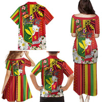 Personalised Hawaii and Philippines Together Family Matching Puletasi and Hawaiian Shirt The Emblems with Cultural Symbols Green-Yellow-Red Tricolor LT03 - Polynesian Pride