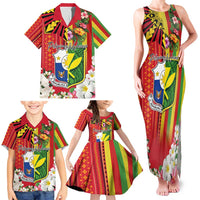 Personalised Hawaii and Philippines Together Family Matching Tank Maxi Dress and Hawaiian Shirt The Emblems with Cultural Symbols Green-Yellow-Red Tricolor