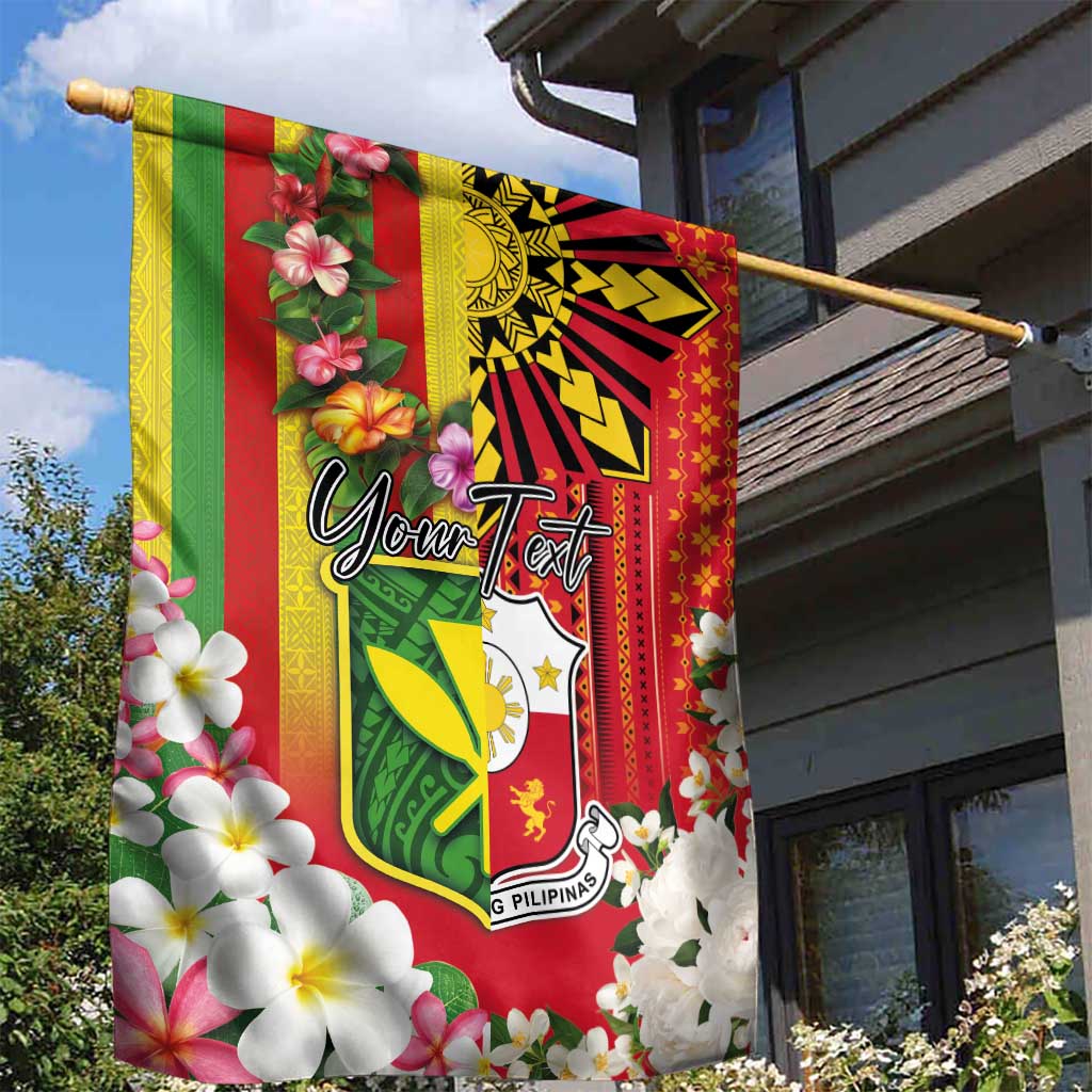 Personalised Hawaii and Philippines Together Garden Flag The Emblems with Cultural Symbols Green-Yellow-Red Tricolor LT03 - Polynesian Pride
