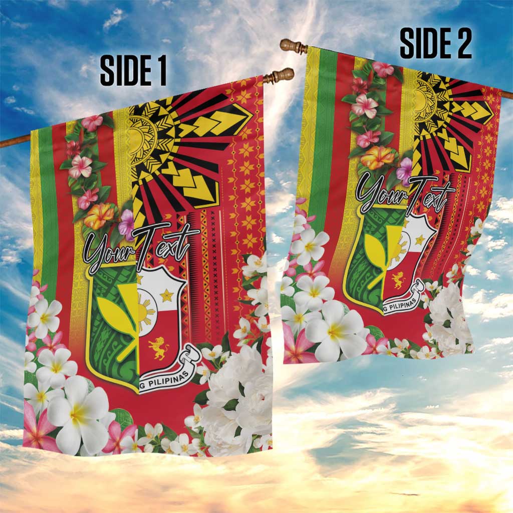 Personalised Hawaii and Philippines Together Garden Flag The Emblems with Cultural Symbols Green-Yellow-Red Tricolor LT03 - Polynesian Pride