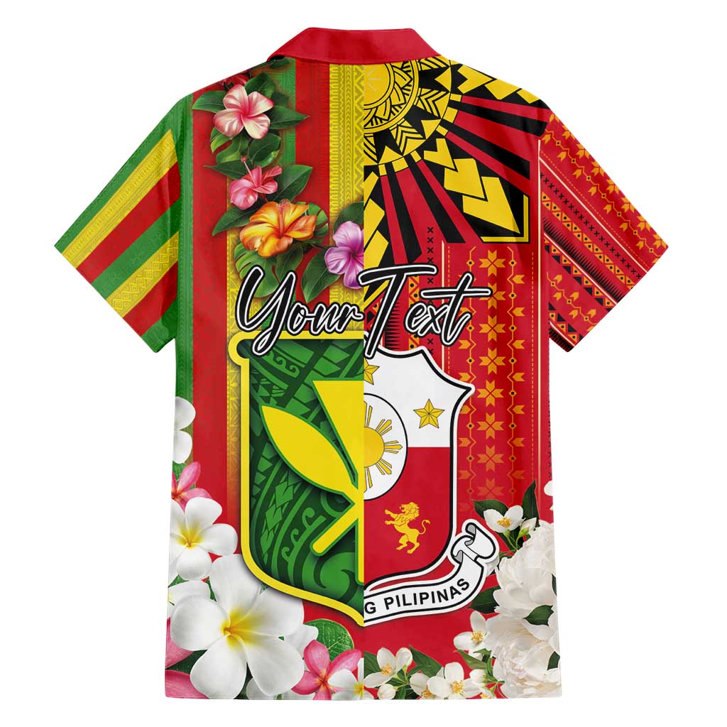 Personalised Hawaii and Philippines Together Hawaiian Shirt The Emblems with Cultural Symbols Green-Yellow-Red Tricolor LT03 - Polynesian Pride