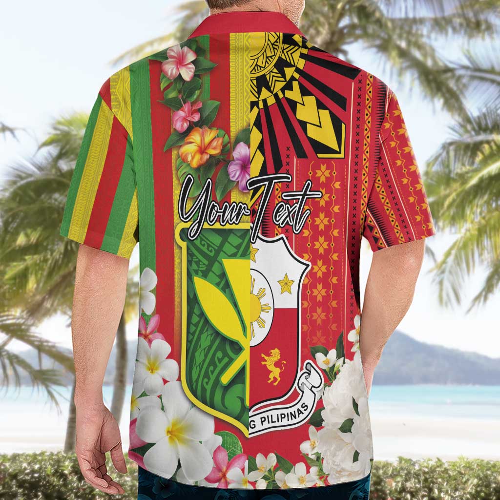 Personalised Hawaii and Philippines Together Hawaiian Shirt The Emblems with Cultural Symbols Green-Yellow-Red Tricolor LT03 - Polynesian Pride