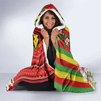 Personalised Hawaii and Philippines Together Hooded Blanket The Emblems with Cultural Symbols Green-Yellow-Red Tricolor LT03 - Polynesian Pride