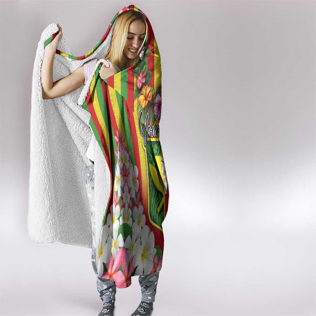 Personalised Hawaii and Philippines Together Hooded Blanket The Emblems with Cultural Symbols Green-Yellow-Red Tricolor LT03 - Polynesian Pride
