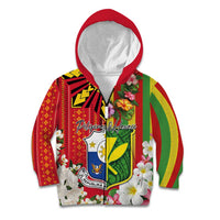 Personalised Hawaii and Philippines Together Kid Hoodie The Emblems with Cultural Symbols Green-Yellow-Red Tricolor LT03 Zip Hoodie Art - Polynesian Pride