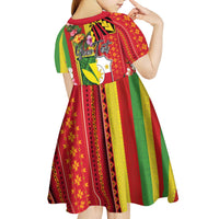 Personalised Hawaii and Philippines Together Kid Short Sleeve Dress The Emblems with Cultural Symbols Green-Yellow-Red Tricolor LT03 - Polynesian Pride