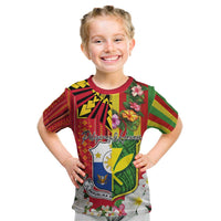 Personalised Hawaii and Philippines Together Kid T Shirt The Emblems with Cultural Symbols Green-Yellow-Red Tricolor LT03 Art - Polynesian Pride