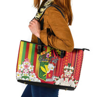 Personalised Hawaii and Philippines Together Leather Tote Bag The Emblems with Cultural Symbols Green-Yellow-Red Tricolor LT03 Art - Polynesian Pride